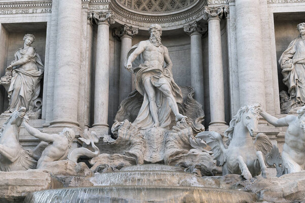 Beautiful Points of View of The Trevi Fountain (Fontana di Trevi) in Rome, Lazio Province, Italy.