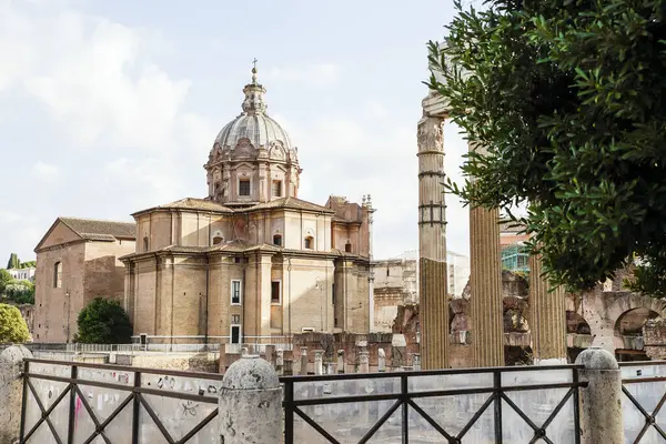 Αρχιτεκτονικοί Χώροι Του Ρωμαϊκού Φόρουμ Foro Romano Στη Ρώμη Επαρχία Εικόνα Αρχείου
