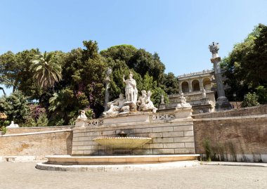 Roma 'daki The Piazza del Popolo (Halk Meydanı) Panoramik Sahneleri, Lazio Eyaleti, İtalya.