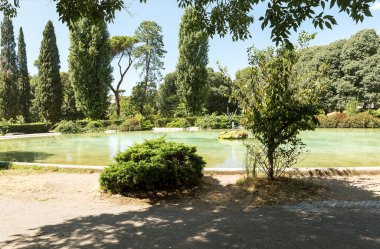 İtalya 'nın Lazio ilindeki Roma' daki Villa Borghese Gardens Doğal Sahneleri.