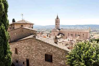 Architectural Sceneries of The Basilica of Saint Clare (Basilica di Santa Chiara) in Assisi, Perugia Province, Italy. clipart