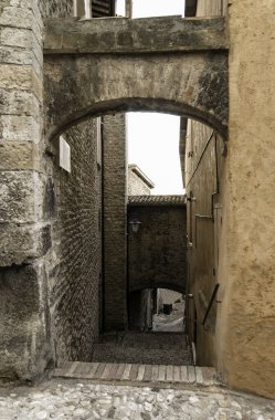 Spoleto Sokak Mimarisi, Perugia Eyaleti, Umbria, İtalya.