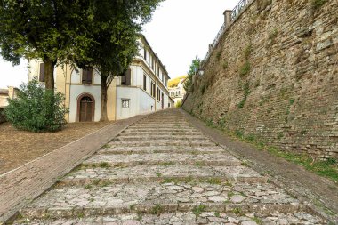 Spoleto Sokak Mimarisi, Perugia Eyaleti, Umbria, İtalya.