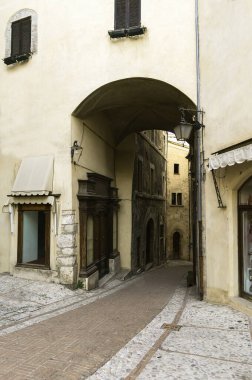 Spoleto Sokak Mimarisi, Perugia Eyaleti, Umbria, İtalya.