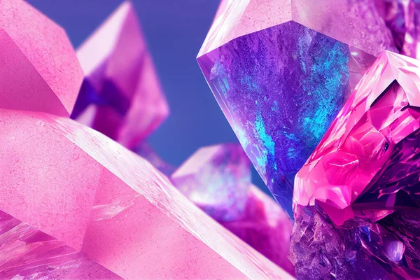 Kesilmemiş Mücevher Parlak Pembe Kristaller Boyutlu Görselleştirme Sanatı Özgeçmişi Güzel — Stok fotoğraf