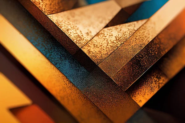 Närbild Brons Metall Geometriska Segment Konceptuella Konstverk Abstrakt Bakgrund Golden — Stockfoto