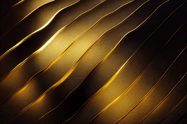 Schräge Goldene Metallstreifen Konzeptuelle Kunstwerke Luxus Abstrakten Hintergrund Dunkel Gold — Stockfoto