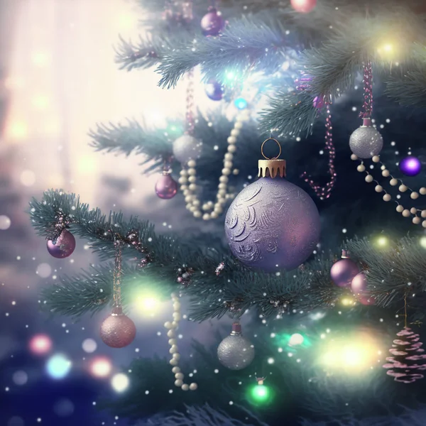 Причудливое Украшенное Стильное Трехмерное Произведение Chic Chic Christmas Tree Абстрактном — стоковое фото