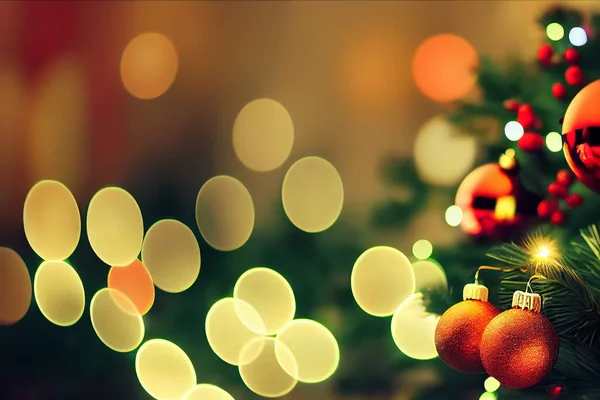 メリークリスマス ハッピーニューイヤーデコレーション3Dアート作品概要背景 美しいクリスマスライトとボールフェスティバルファンシー装飾スタイリッシュなクリア壁紙 クリスマス フェスティバル アートイラスト — ストック写真