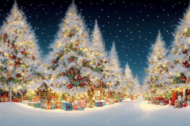 Noel Kartı El Çizimi Sanat Çizimi Soyut Arkaplan. Mutlu Noeller ve Mutlu Yeni Yıl Kutlamaları Eski Kart Klas Duvar Kağıdı. Noel Ağaçları El Çizimi Retro Sanat Çalışması