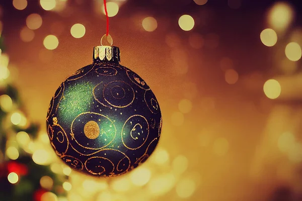 Abstract Blurred Background 3Dアートワーク上でOrnate Christmas Ballとマッチ 非常にメリークリスマスと幸せな新年スタイリッシュなポストカードクラスの壁紙 クリスマス詳細情報イラスト — ストック写真
