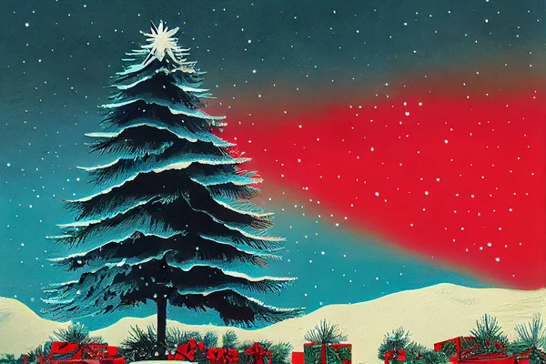 Tarjeta Navidad Vintage Arte Dibujado Mano Ilustración Fondo Abstracto Feliz — Foto de Stock