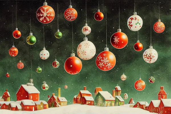 Рождественское Украшение Акварель Рисунок Художественной Иллюстрации Абстрактный Фон Новым Годом — стоковое фото