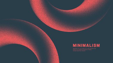 Abstract Vector Background Showcases The Modern Cult Of Simplicity And Minimalism In Graphic Design. Minimalistic Red Forms Consisting Of Smooth Curves And Dots. Dot Work Contemporary Art Illustration