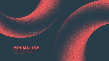 Minimalist Abstract Vector Background With Dot Work Half Tone Dynamic Smooth Curves. Abstraction Embodies The Modern Cult Of Conceptual Simplicity And Minimalism In Graphic Design. Dotted Illustration