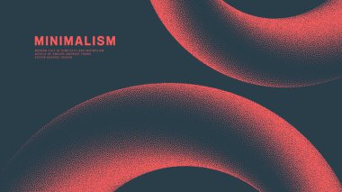 Modern Cult Of Simplicity And Minimalism Graphic Design Abstract Vector Backdrop. Bold Red Dotted Forms Combined with Smooth Gradients And Half Tone To Create A Dynamic And Minimalist Composition