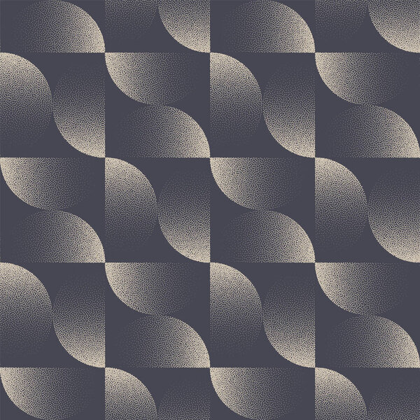 Fashionable Graphic Seamless Pattern Trend Vector Dot Work Abstract Background. Endless Stylish Wrapping Paper Texture. Repetitive Old Fashioned Textile Print. Halftone Art Semi Circles Structure