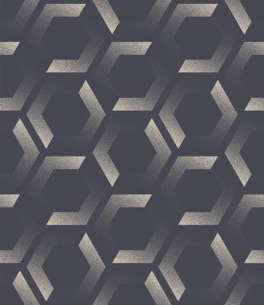 Postmodernisme Motif Sans Couture Stippled Hexagones Vectoriel Élégant Fond Abstrait — Image vectorielle