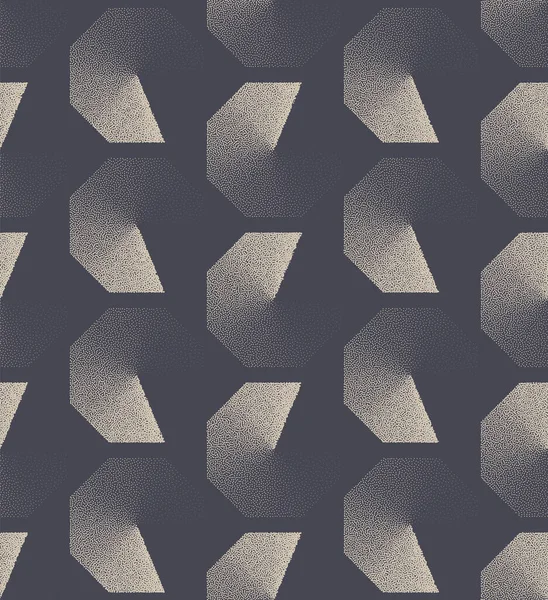 レトロな未来派スタイル幾何学的なシームレスなパターン創造的な抽象的な背景 時計回りにグラデーションスピン10角形概念ヴィンテージ未来抽象反復壁紙 ハーフトーン エンドレスイラスト — ストックベクタ