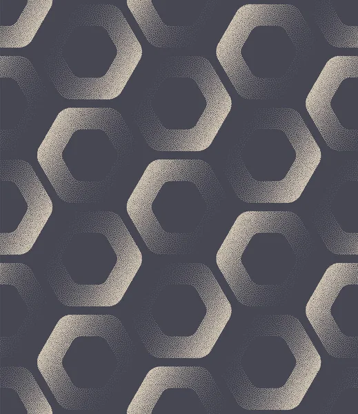 太字六角形クールなグラフィックシームレスなパターンベクトル幾何学的概要背景 六角形の傾斜動的構造繊維印刷反復淡いグレーの壁紙 ハーフトーン アート 連続抽象 — ストックベクタ