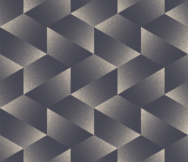 Modernism Art Seamless Pattern Vector Dot Work Fashionable Abstract Background. Hexagonal Structure Repetitive Geometric Abstraction Apparel Design Textile Print. Half Tone Gradient Endless Wallpaper