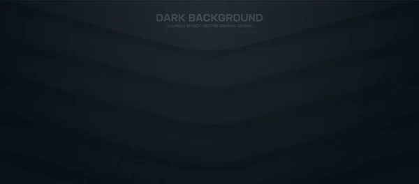 Minimalne Czarne Abstrakcyjne Wektorowe Panoramiczne Tło Niewyraźne Linie Warstwowe Dark — Wektor stockowy