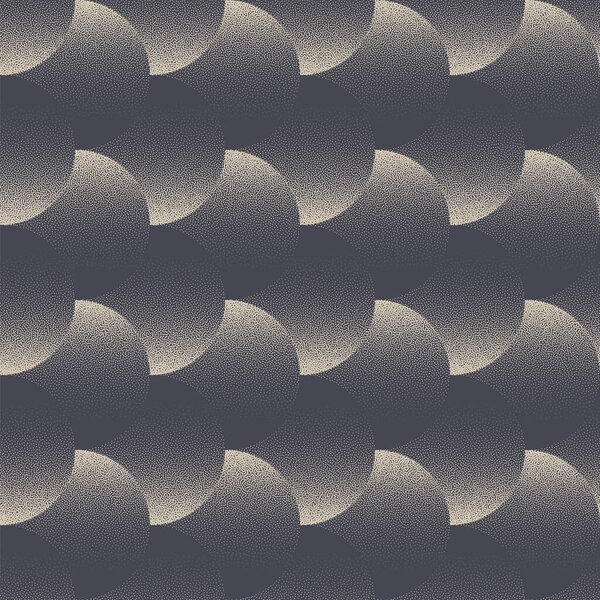 3D Volumetric Scale Seamless Pattern Vector Dotwork Graphic Abstract Background. Old Fashioned Textile Design Repetitive Abstraction. Pale Grey Continuous Wallpaper. Halftone Endless Art Illustration