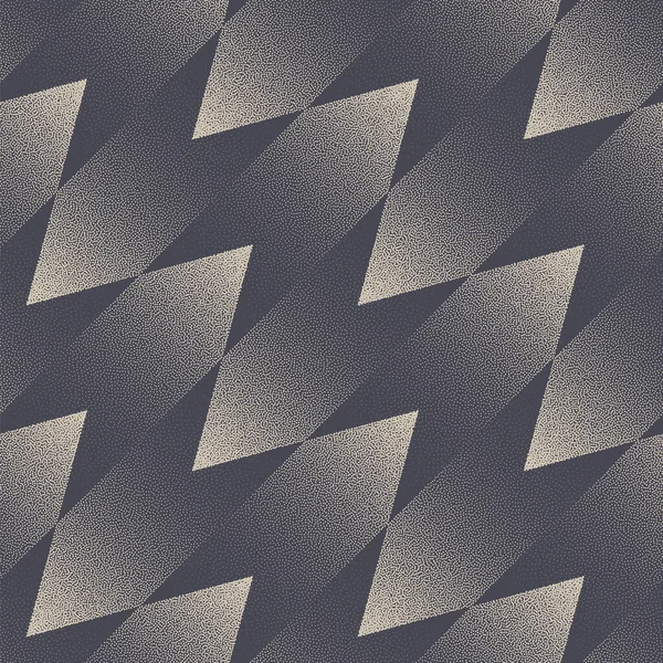 チェックされたシェブロン幾何学的シームレスパターンベクトルドット作業概要背景 現代のテキスタイルデザイン反復グラフィック抽象化 傾きのある動的構造グレー Halftone Art Illustration — ストックベクタ