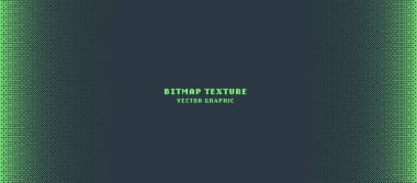 Kalıp Bitmap Doku Yarıtonlama Gradyan Vektör Geniş Soyut Arkaplan. Titrek Pikselli Arıza Ekranı Panoramik Arkaplan Efekti. 8 Bit Piksel Sanat Retro Video Oyun Yeşil Soyutlama