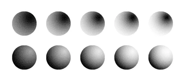 Sphères Avec Une Densité Différente Bitmap Dither Gradient Vector Set — Image vectorielle