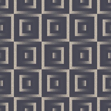 Eski moda lüks motif geometrik kusursuz model vektör soyut arkaplan. Süslü 50 'lerin Retro Style Tekstil Tasarımı Tekrarlayan Soyutlama. Kare Blok YarıTonlama Döngüsü Sanat İllüstrasyonu