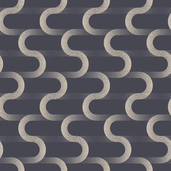 Lignes Ondulées Superposées Entrelacées Modèle Sans Couture Vectoriel Pointillé Résumé — Image vectorielle