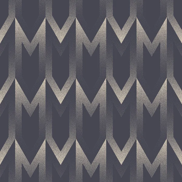 Checkered Chevron Seamless Pattern Vector Dotwork Retro Abstract Background Old — Archivo Imágenes Vectoriales