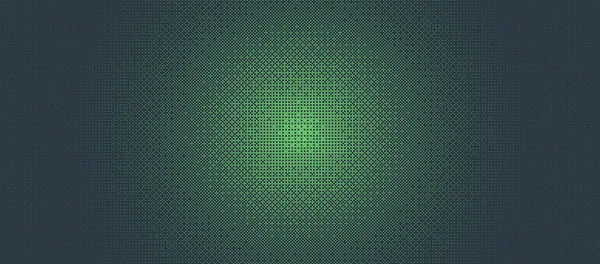 ディザーパターンビットマップテクスチャハーフトーン放射勾配ベクトルパノラマ要約背景 フリッカーピクセルとグリッチ画面効果ワイド壁紙 8ビットピクセルアートレトロゲーム緑の抽象 — ストックベクタ