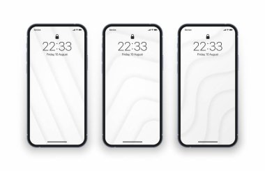Çeşitli 3D Katmanlı Skeuomorph Dinamik Yapısı Işık Duvar Kağıtları Beyaz Arkaplanda İzole Edilmiş Fotorealistik Cep Telefonu Ekranında Ayarlandı. Smartphone için Dikey Geleceksel Özgeçmişler