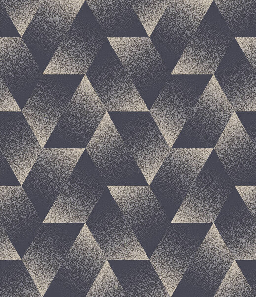 Retro Styled Hexagonal Structure Seamless Pattern Vector Dotwork Abstraction. Old Fashioned Textile Design Trendy Fabric Print Stylish Repetitive Abstract Background. Halftone Endless Art Illustration