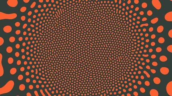 サイケデリックアート放射性液体構造ベクトルオレンジブラックアブストラクト背景 アシッドトリップ幻覚効果奇妙なパターンは 広い壁紙をドロップします トリッピー アートのイラストのメッセージ — ストックベクタ