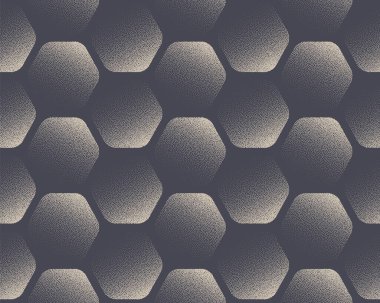 Altıgenler Etrafında Kusursuz Dot Çalışma Teknolojisi Soyut Arkaplan. Ultra Modern Balpeteği Altıgen Yapı Tekrarlayan Solgun Gri Duvar Kağıdı. Yarım Tonlu Grafiksel Döngüsel Sanat İllüstrasyonu