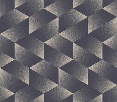 Altıgenleri Ayrıl Eski Modaya Göre Kusursuz Şekilsiz Vektör Dot Çalışma Özgeçmişi. Retro Tekstil Tasarımı Süslü Kumaş Baskı Tekrarlayan Gri Duvar Kağıdı. Yarım Tonlu Grafiksel Sonsuz Sanat İllüstrasyonu