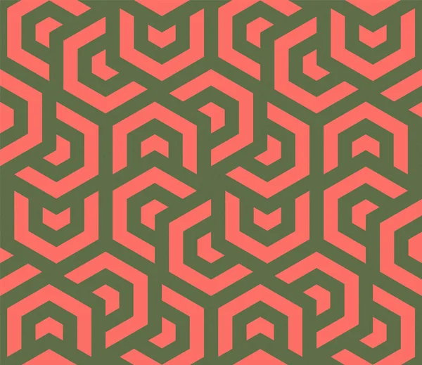 Pale Red Green Geometric Ornament Trendy Seamless Pattern Vector Abstract — Stockvektor