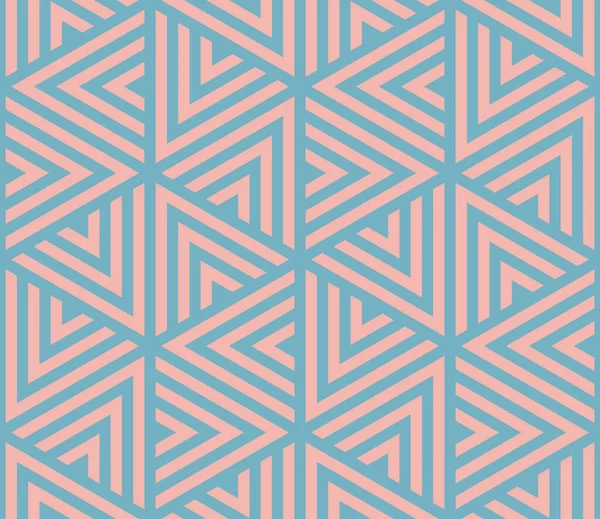 Grafische Geometrische Dreiecke Fette Linien Nahtloses Muster Hellblau Rosa Farbpalette — Stockvektor