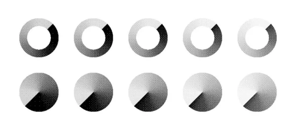 Κύκλοι Διαφορετική Πυκνότητα Του Bitmap Dither Clockwise Gradient Vector Set — Διανυσματικό Αρχείο