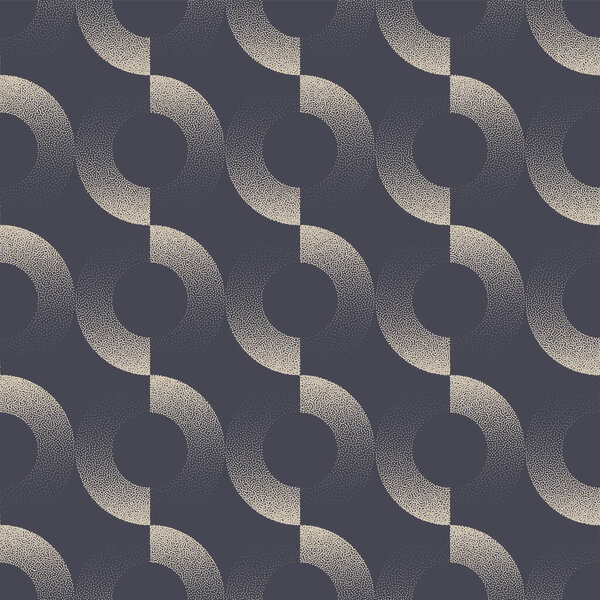Divided Circles Grid Seamless Pattern Trend Vector Dot Work Abstract Background. 50s 60s Vogue Fashion Retro Style Textile Design Fabric Print Repetitive Posh Wallpaper. Halftone Art Illustration