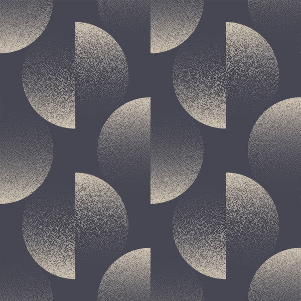 Split Circles Old Fashioned Seamless Pattern Vector Dot Work Stylish Abstract Background. 50s 60s Retro Style Textile Design Classy Fabric Print Repetitive Wallpaper. Halftone Graphic Art Illustration