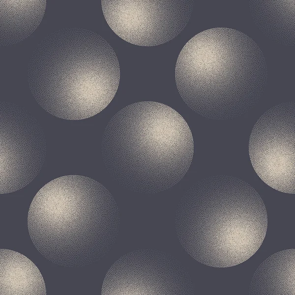 Repetitive Balls Grid Nahtloses Muster Vektor Dotwork Abstrakter Hintergrund Coole — Stockvektor