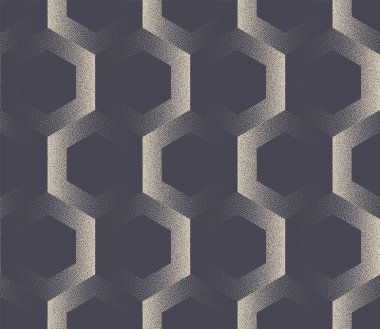 Hexagons Geometric Pürüzsüz Model Vektör Dot Çalışma Teknolojisi Soyut Arkaplan. Altıgen Yüksek Teknoloji Yapısı Grafik Tasarımlı Tekrarlayan Duvar Kağıdı. Yarım Ton Döngüsü Sanat İllüstrasyonu