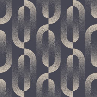 Eski Moda Kusursuz Şekilsiz Trend Vektör Noktalama Özgeçmişi. 1960 'lar, 1970' ler Funky Retro Moda Tasarımı Tekstil Baskı Tekrarlayan Duvar Kağıdı. Yarım Tonlu Sanat Döngüsü Çizimi