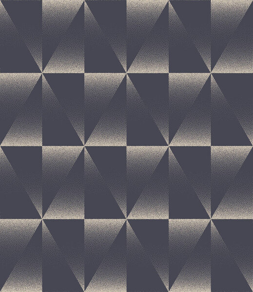 Triangles Checkered Motley Seamless Pattern Vector Dotwork Cool Abstract Background. Retro Styled Graphic Design Textile Print For Clothes Or Linen. Repetitive Wallpaper Halftone Art Illustration