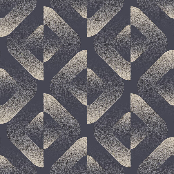 Funky Retro Style Seamless Pattern Vector Dotwork Stylish Abstract Background. Split Rounded Rhombus Grid Graphic Design Hippie Textile Print Repetitive Wallpaper. Half Tone Loopable Art Illustration