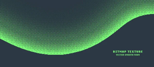 8ビットピクセルアートスタイルビットマップテクスチャ滑らかな波形ベクターノイズワイド抽象化 8ビットビデオゲームの壁紙 レトロデジタル技術 明るい緑色の曲げられた形のパノラマのイラスト — ストックベクタ